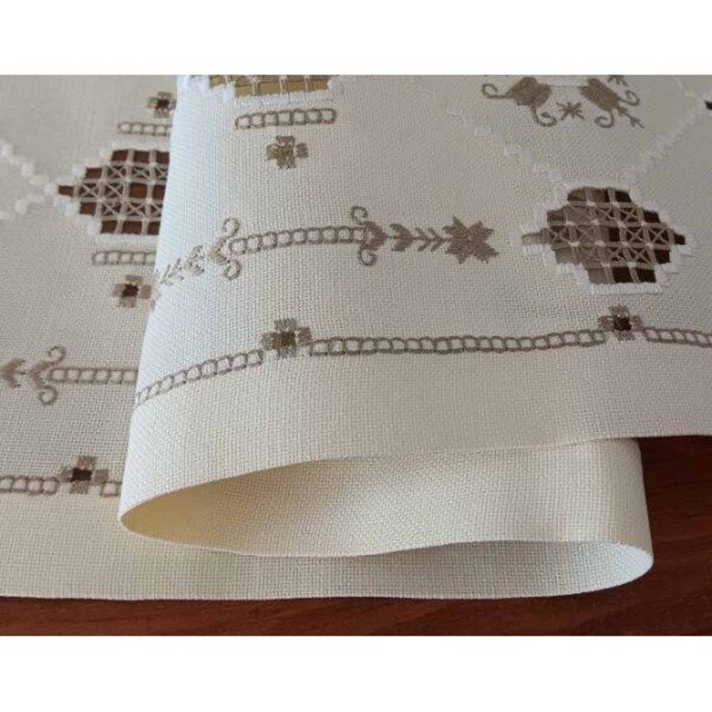 Unused Vintage Hardanger Table Runner Taupe Embroidery Lace Norway New 36" - Picture 4 of 4